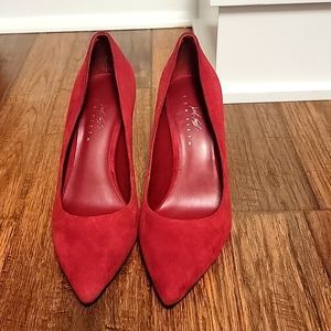 Lord and Taylor Red Suede pumps 5.5 size